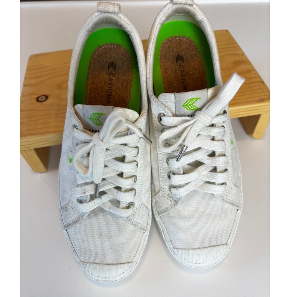 Cariuma Canvas Low Top Sneakers White Lace Up Women's Size‎ 9.5 SW0722